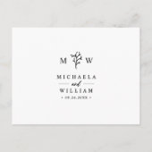 Modern Botanisch Monogram Trouw RSVP Briefkaart (Achterkant)