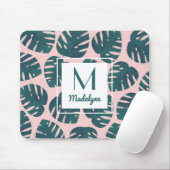 Modern Botanisch Monstera Leaf gepersonaliseerd Muismat (Met muis)