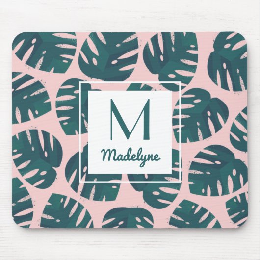 Modern Botanisch Monstera Leaf gepersonaliseerd Muismat (Voorkant)