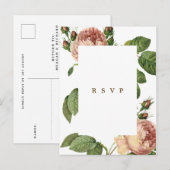 modern botanisch roos bruiloft rsvp briefkaart (Voorkant / Achterkant)