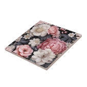 Modern botanisch roze bloemmonogram tegeltje (Zijkant)