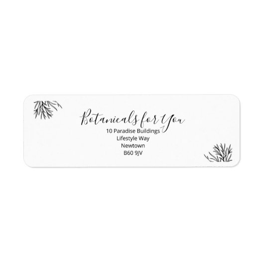 Modern Botanisch Schrift Retouradres Label (Voorkant)