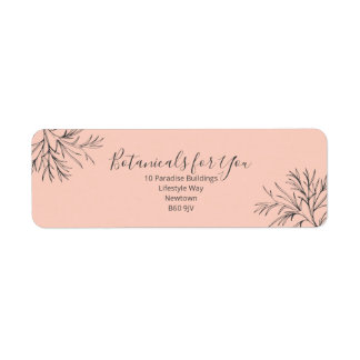 Modern Botanisch Schrift Retouradres Label