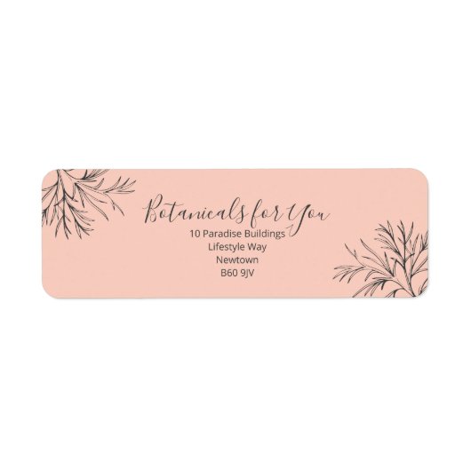 Modern Botanisch Schrift Retouradres Label (Voorkant)