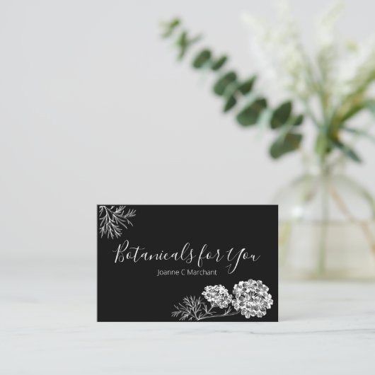 Modern Botanisch Script en Drawn Flowers UK/Euro Visitekaartje (Staand voorkant)