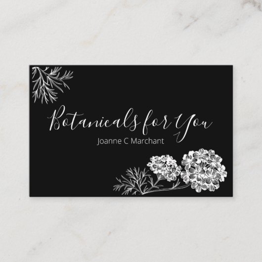 Modern Botanisch Script en Drawn Flowers UK/Euro Visitekaartje (Voorkant)