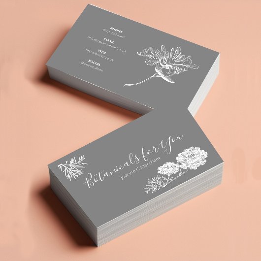 Modern Botanisch Script en Drawn Flowers UK/Euro Visitekaartje