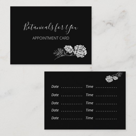 Modern Botanisch Script en getekende bloemen Visitekaartje (Voorkant / Achterkant)