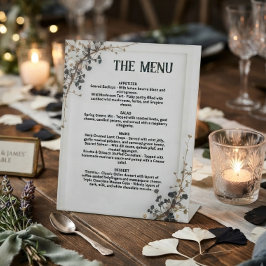 Modern Botanisch Trouwmenu ,Trouwmenu Reclamebord Met Voetstuk