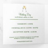 Modern Botanisch | White Lily Wedding Details Tri- Drieluik Kaart (Binnenzijde eerst)