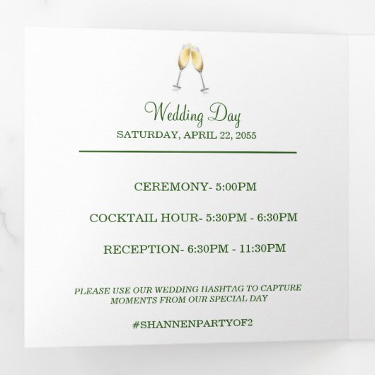 Modern Botanisch | White Lily Wedding Details Tri- Drieluik Kaart (Binnenzijde eerst)