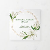 Modern Botanisch | White Lily Wedding Details Tri- Drieluik Kaart (Cover)