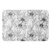 Modern Botanisch Zwart-Wit Bloempatroon Badmat (Voorkant)