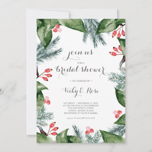 Modern Botanische Kerst Vrijgezellenfeest Kaart (Voorkant)