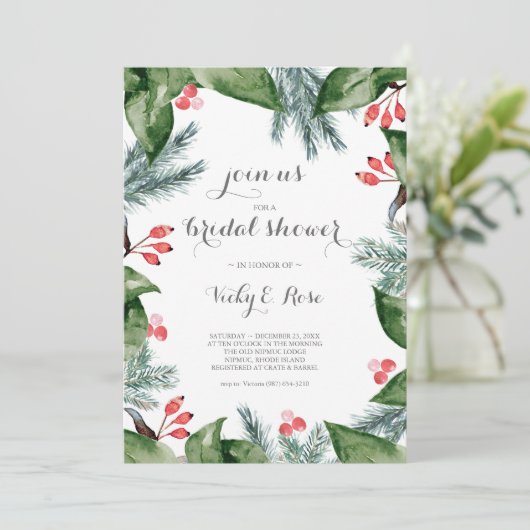 Modern Botanische Kerst Vrijgezellenfeest Kaart (Staand voorkant)