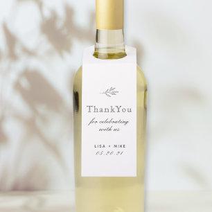 Modern Botanische Line Art Wedding Favor Dank je Flessenhanger