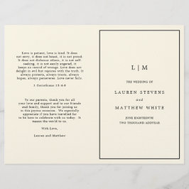 Modern Boter Geel Monogram Huwelijksprogramma