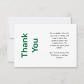 Modern Bottle Green Traditional Sympathy Funeral Bedankkaart (Voorkant)