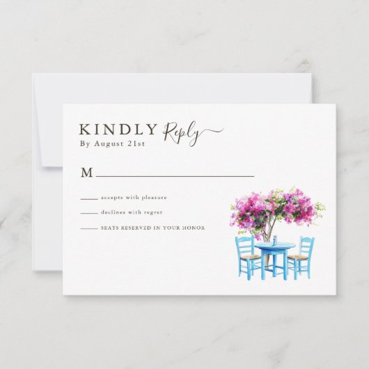 Modern Bougainvillea Destination Wedding RSVP (Voorkant)
