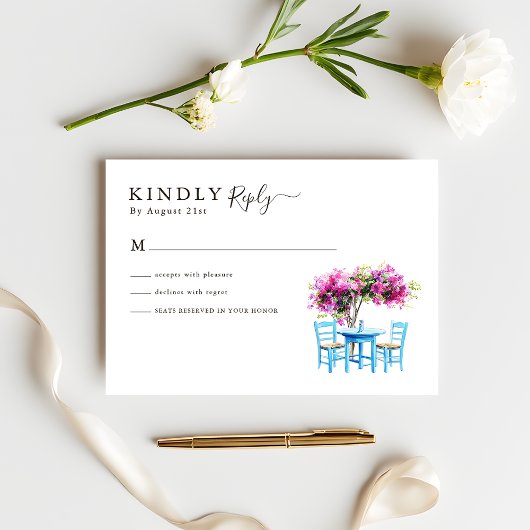Modern Bougainvillea Destination Wedding RSVP Kaartje