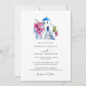 Modern Bougainvillea Santorini Destination Wedding Kaart (Voorkant)