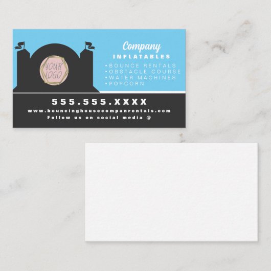 Modern Bouncy House Party Carnival Rentals Visitekaartje (Voorkant / Achterkant)