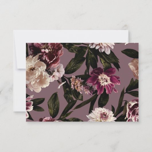 Modern Bourgogne & Cream Pioenrozen Bloemendiner RSVP Kaartje (Achterkant)