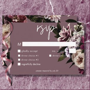 Modern Bourgogne & Cream Pioenrozen Bloemendiner RSVP Kaartje
