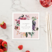 Modern Bourgogne Floral Blush Pink Weddenschap Pap Servet (Insitu)