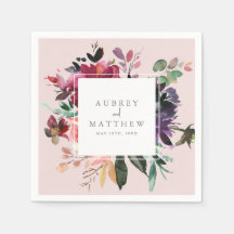 Modern Bourgogne Floral Blush Pink Weddenschap Pap