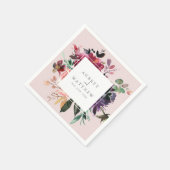 Modern Bourgogne Floral Blush Pink Weddenschap Pap Servet (Hoek)