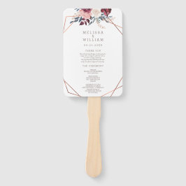 Modern Bourgogne Floral Ivory Trouwprogramma Handwaaier