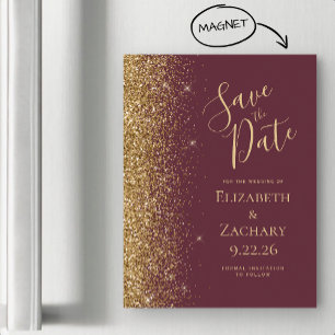 Modern Bourgogne Gold Save the Date Magnetische Ka