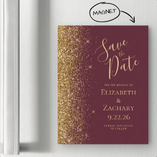 Modern Bourgogne Gold Save the Date Magnetische Ka
