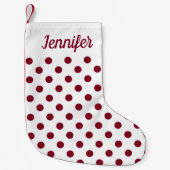 Modern Bourgogne Polka dots patroon Kleine Kerstsok (Voorkant)