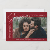 Modern Bourgogne Surprise Foto Verloving Aankondiging (Voorkant)