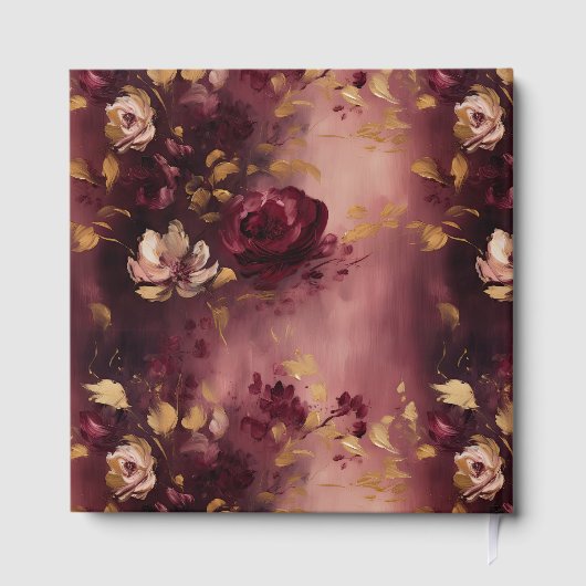 Modern Bourgondië Blush Gold Boho bruiloft gastenb Gastenboek (Achterkant)