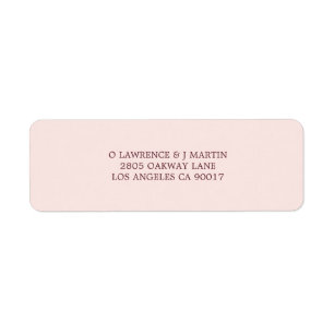 Modern Bourgondië Blush Roze Bruiloft Adres Etiket