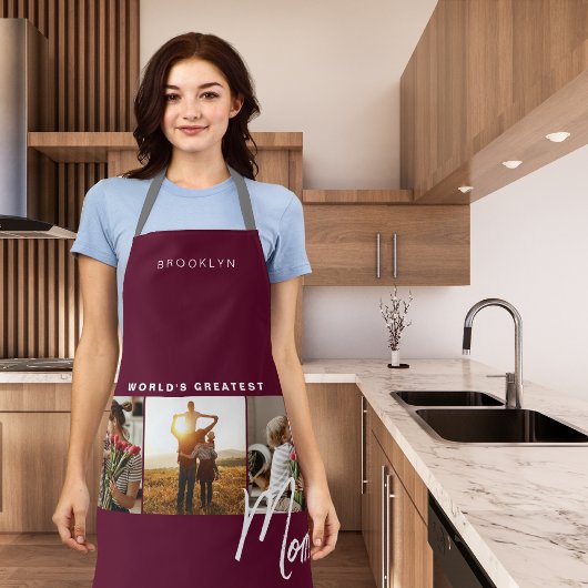 Modern Bourgondië Drie foto koken Schort