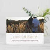 Modern Bourgondië Een foto bruiloft Kaart (Staand voorkant)