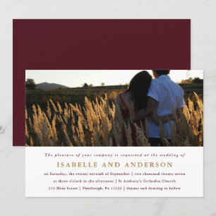 Modern Bourgondië Een foto bruiloft Kaart