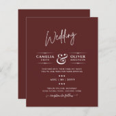 Modern Bourgondië Eenkleurige Bruiloft (Voorkant / Achterkant)