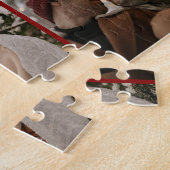 Modern Bourgondië Familie 6 Fotocollage Keepsake Legpuzzel (Zijkant)