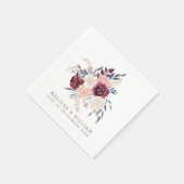 Modern Bourgondië Floral Ivoor Roos Gold Wedding Servet (Hoek)