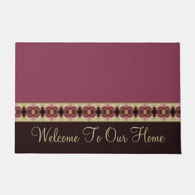 Modern Bourgondië geaccentueerd welkom Deurmat (Voorkant)