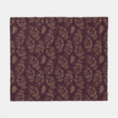Modern Bourgondië Ginkgo Patroon Fleece Deken (Voorkant (Horizontaal))