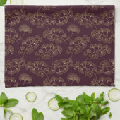 Modern Bourgondië Ginkgo Patroon Theedoek (Gevouwen)