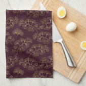 Modern Bourgondië Ginkgo Patroon Theedoek (Quarter Fold)