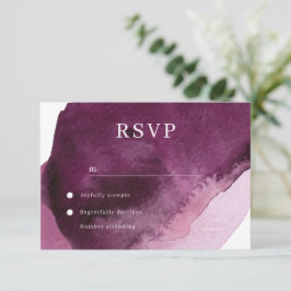 Modern Bourgondië Maroon Waterverf Bruiloft RSVP Kaartje