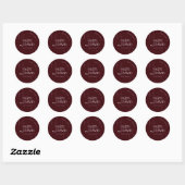 Modern Bourgondië Monogram Minimalistische Trouwda Ronde Sticker (Vel)